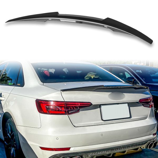 純正色塗装済 ABS製 トランクスポイラー アウディ用 A4 B9 Vタイプ ポン付け カラーコード:LY9T QTS-51081拍卖