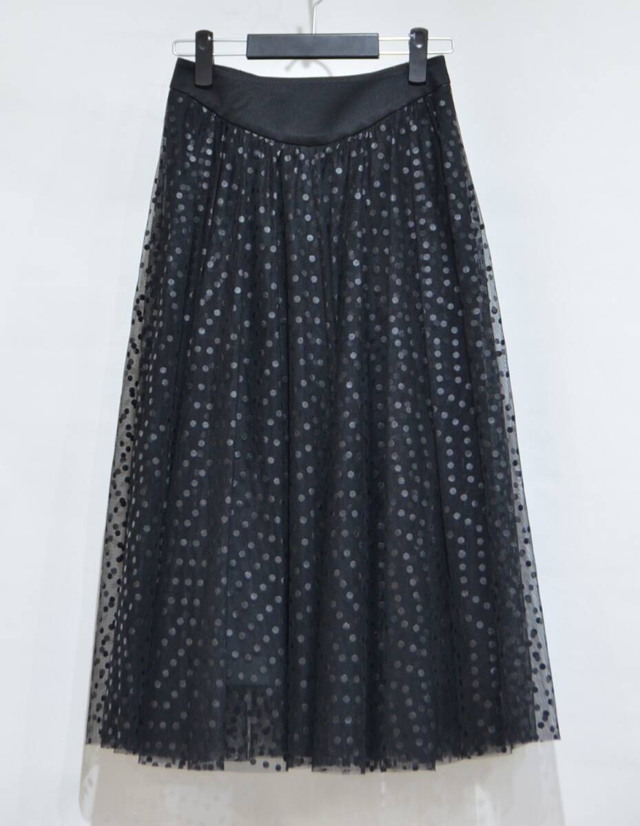 BORDERS at BALCONY ボーダーズアットバルコニー TULLE DOTS SKIRT チュール ドット スカート 水玉 ブラック 36 Y-29941B拍卖