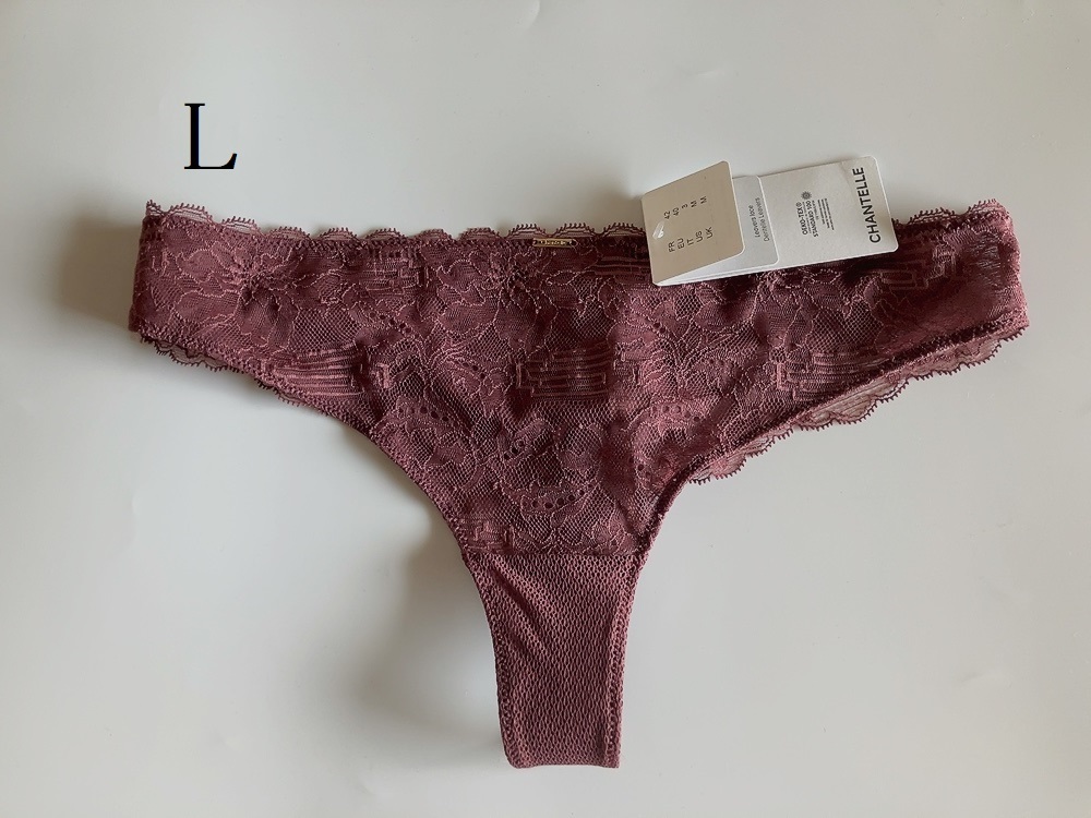 L★Chantelle シャンテル フランス高級下着 タンガ 茶拍卖