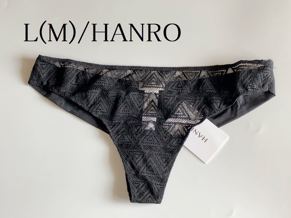 L(M)☆ハンロ HANRO CLIA 黒 海外高級タンガ拍卖