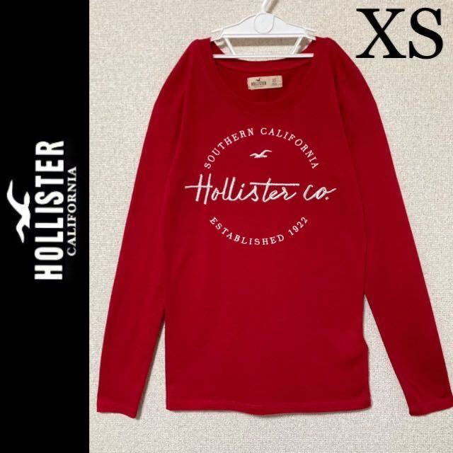 1回着新品同様☆HOLLISTERロンT 長袖Tシャツ XS 赤 レッド ホリスター拍卖