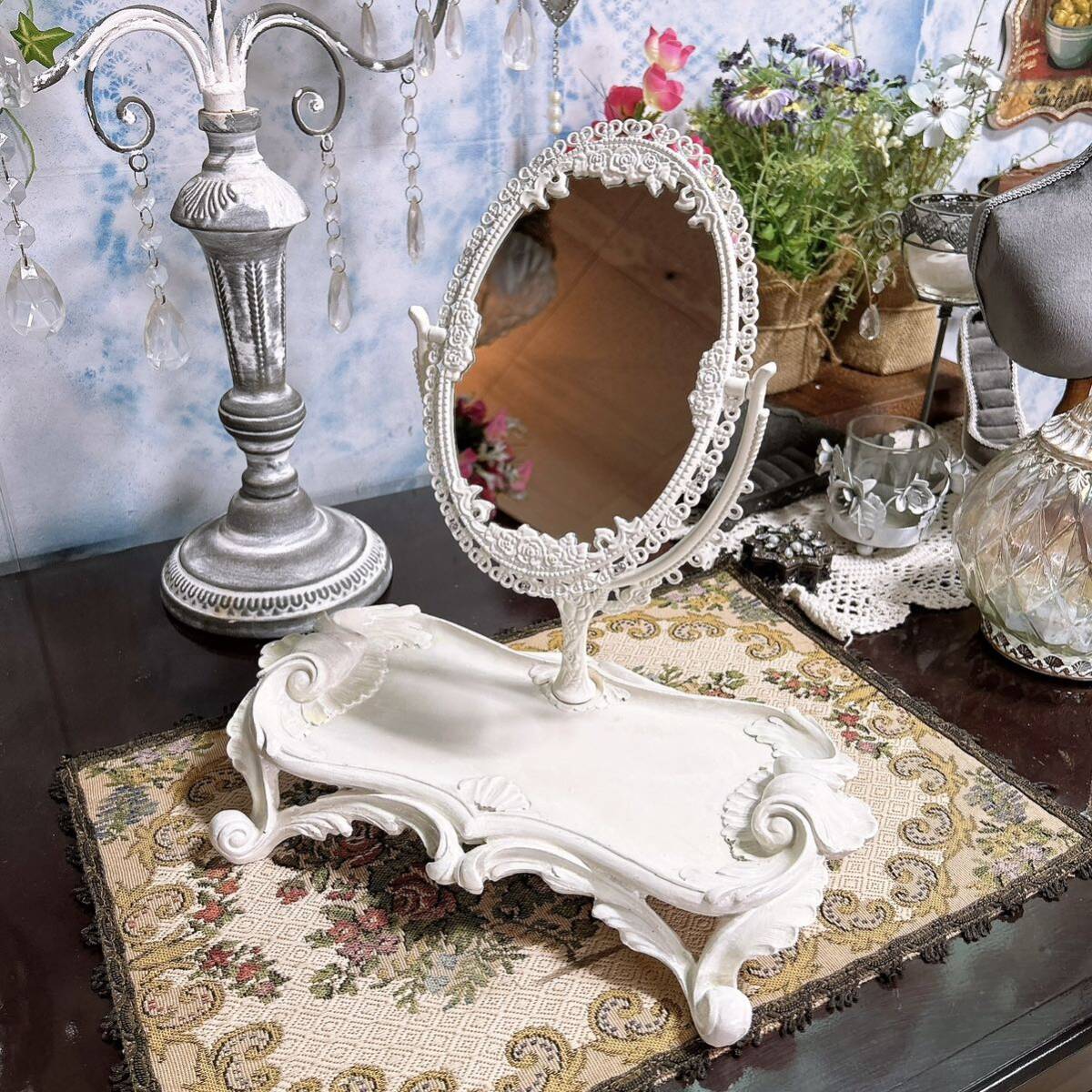 アンティークな部屋 テーブルミラー アクセサリートレイ ディスプレイスタンド #スタンドミラー #店舗什器 #アンティーク拍卖