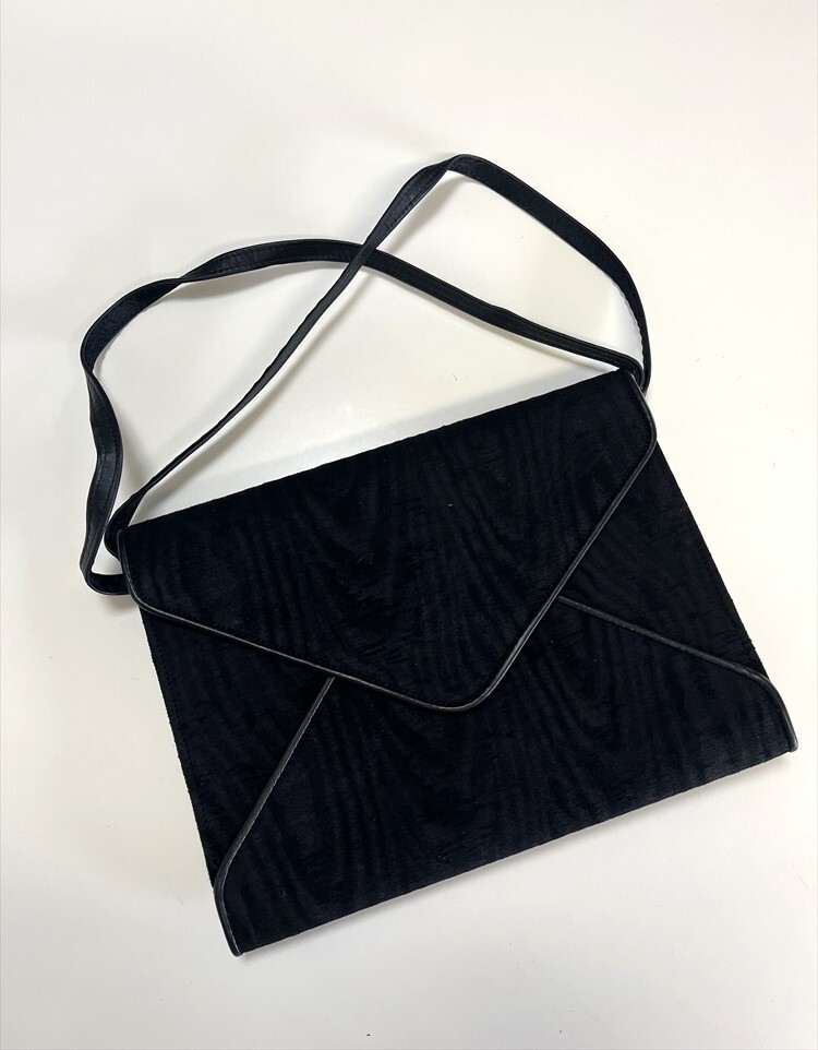 花とら●リサイクルバッグ ショルダーバッグ 黒 木目柄 未使用 240315拍卖