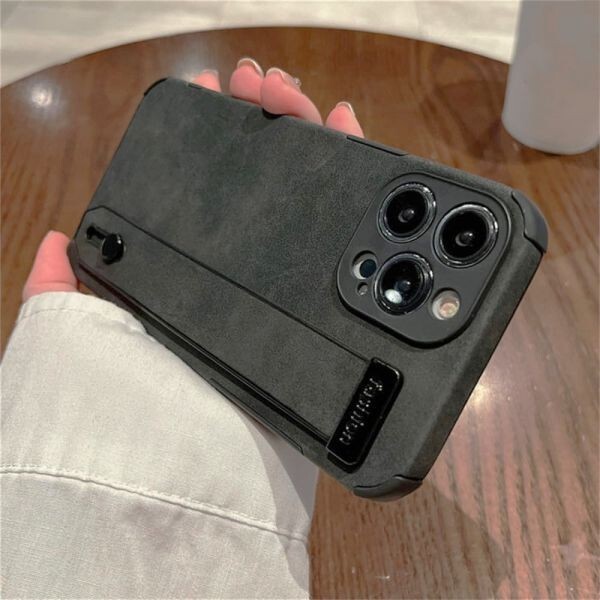 iPhone15 【c7 グレー 】スマホカバー PUレザー リストストラップ スタンド スマホケース アイフォン 携帯ケース 耐衝撃 落下防止 保護拍卖