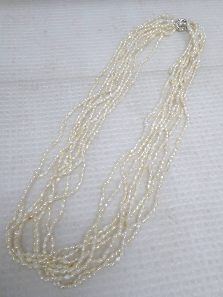 8連 淡水パール ネックレス 真珠 小粒 シルバー刻印金具 ライスパール ベビーパール バロック アクセサリー 定形外郵便全国一律450円 B1-A拍卖