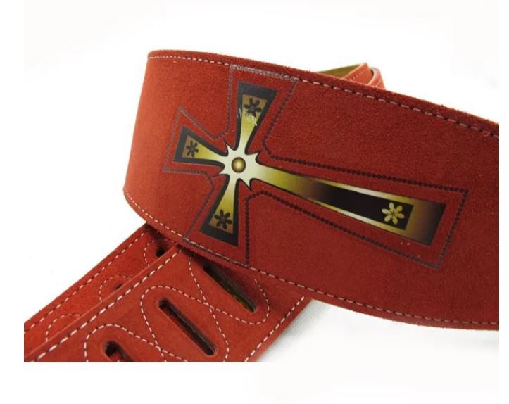 【 F-P209 Red】Yueko-高品質の2層レザーギターストラップ,アコースティックエレクトリックベースギターストラップ,アクセサリー拍卖