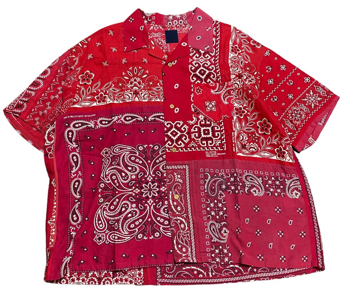 visvim Indigo Camping Trailer WALLIS SHIRT S/S Bandana ビズビム インディゴ キャンピング トレイラー バンダナ 半袖シャツ 4拍卖