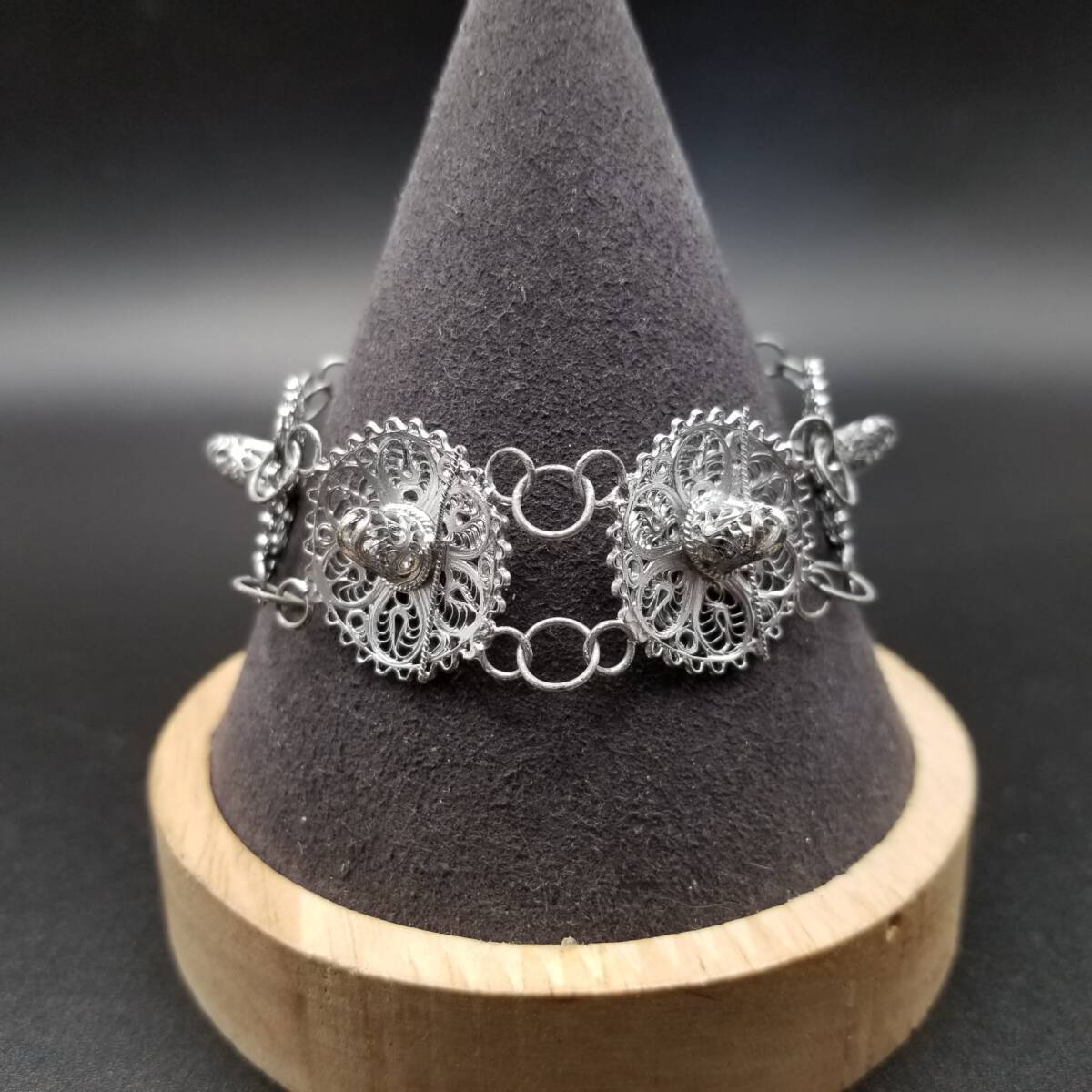 JAH メキシカンハット 帽子 モチーフ オープンワーク 透かし チェーン 925 ヴィンテージ シルバー ブレスレット バングル ジュエリー Y14-Y拍卖