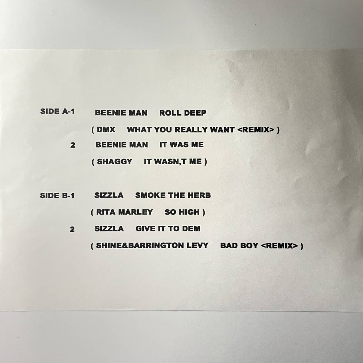 Beenie Man / Sizzla - Roll Deep - It Was Me / Smoke De Herb - Give It To Dem拍卖