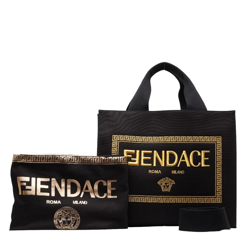 フェンディ × ヴェルサーチ FENDACE フェンダーチェ ラ メデューサ 総柄 トートバッグ ショルダーバッグ 2WAY 8BH395 FENDI 【中古】拍卖