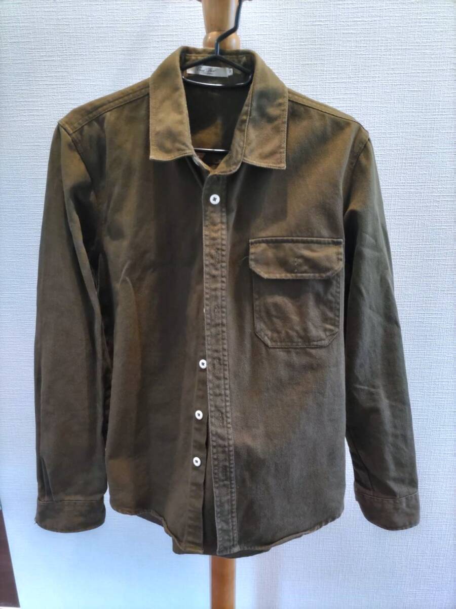 中古品☆Ovel Dice オーバルダイス 長袖綿シャツ カーキー コーデュロイ風 メンズMサイズ拍卖