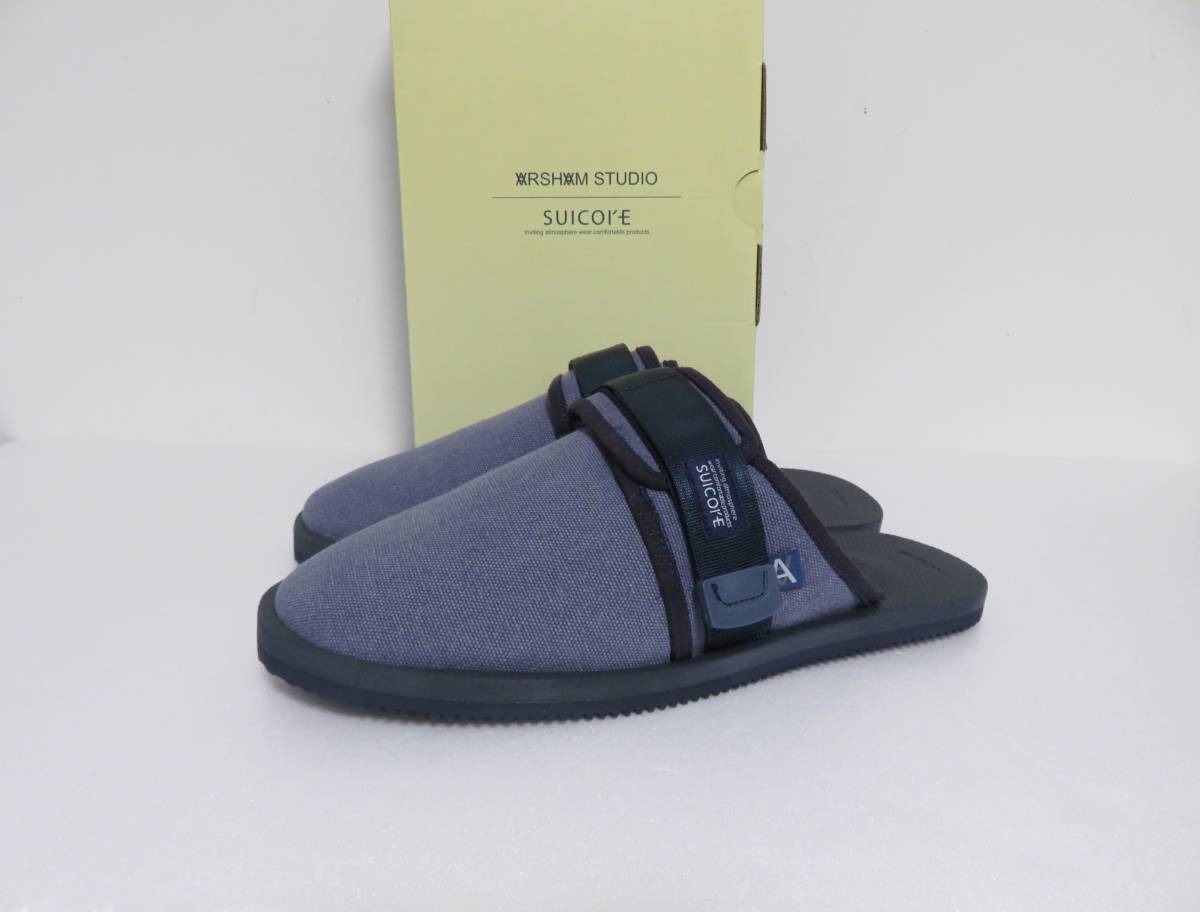 定価2.7万 新品 SUICOKE ZAVO by Daniel Arsham 9 ネイビー スイコック ダニエル アーシャム ムートン ファー ボア サボ サンダル 27拍卖
