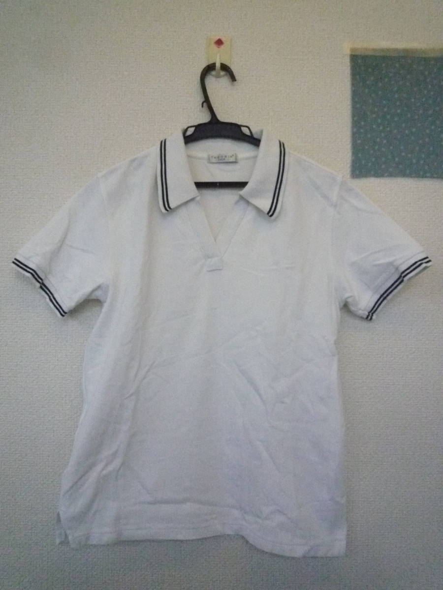 ★THEORIA セオリア 半袖 ポロシャツ スキッパー ホワイト系 サイズ;L拍卖