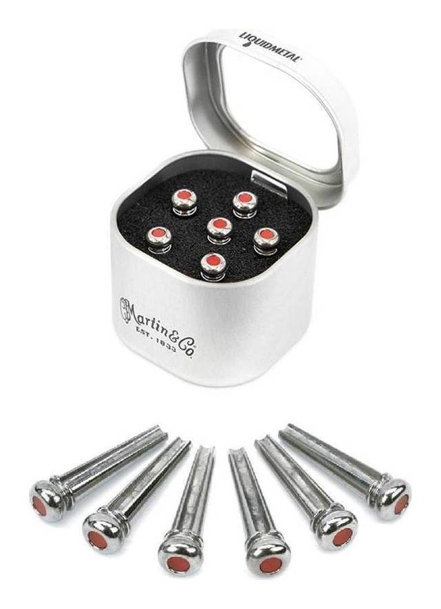 即決◆新品◆送料無料MARTIN 18APP0007 クローム/レッドドット LIQUIDMETAL LUXE BY MARTIN Bridge Pins ブリッジピン拍卖