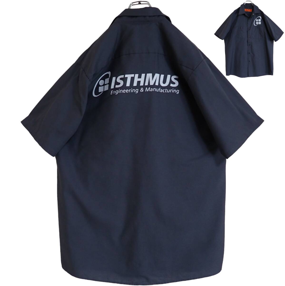5573/美品 RED KAP 半袖ワークシャツ L●洗濯プレス済●ネコポス可●ISTHMUS Engineering & Manufacturing レッドキャップ古着拍卖