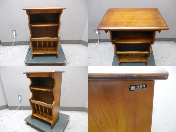 Karimoku・カリモク家具・キャビネット・電話台・マガジンラック / カタカナロゴ・1970年代頃~・ビンテージ サイズ・W43.5×D26×H71㎝拍卖