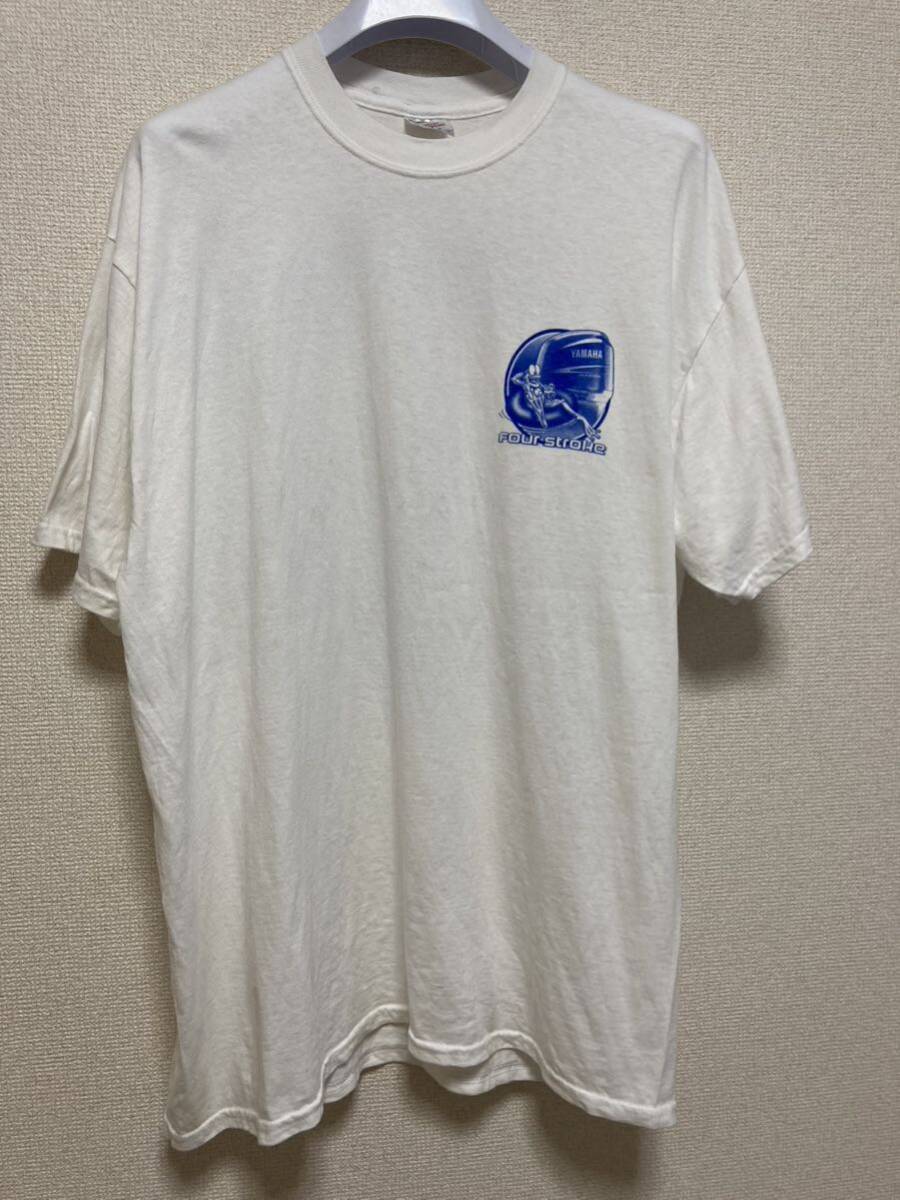 USA古着 JERZEES YAMAHA Four Stroke プリントTシャツ 半袖Tシャツ CRANK'N TEH TOONS キャラT イラスト Backプリント コットン 白 XL拍卖