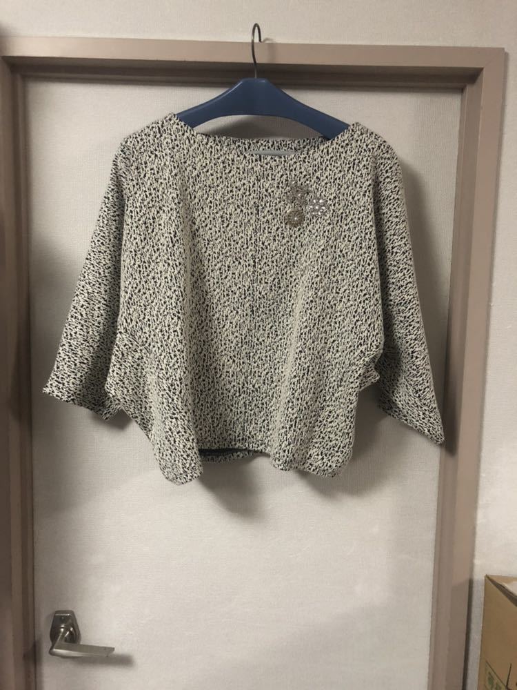 新品タグ付き ザラ ZARA ビジュー付きドルマンスリーブトップス拍卖