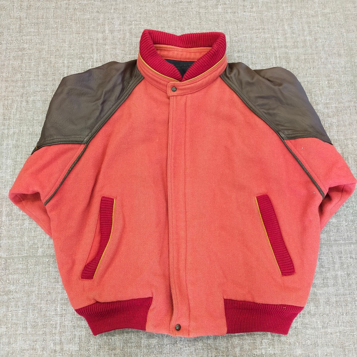 す1433 ブルゾン 80s BJORN BORG ウール×革 毛90% レザージャケット M ビョルン ボルグ 昭和レトロ メンズ ジャンパー 上着 アウター拍卖