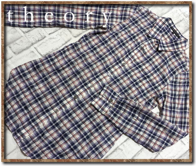 ☆theory セオリー チェック長袖シャツ☆拍卖