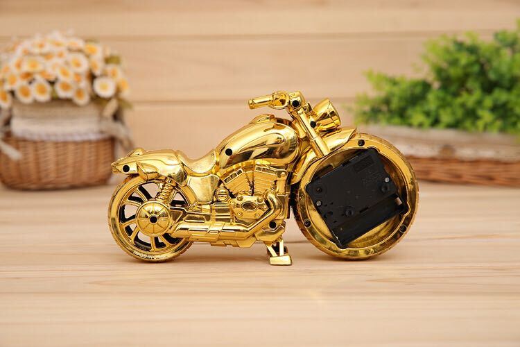 送料無料 新品 2個セット バイク 目覚まし時計 かっこいい メタリック インテリア ゴールド拍卖