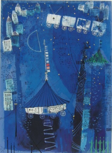 早川義孝、「夜行列車」、希少画集・額装画、日本製・新品額縁にて額装致します、状態良好、日本人画家拍卖