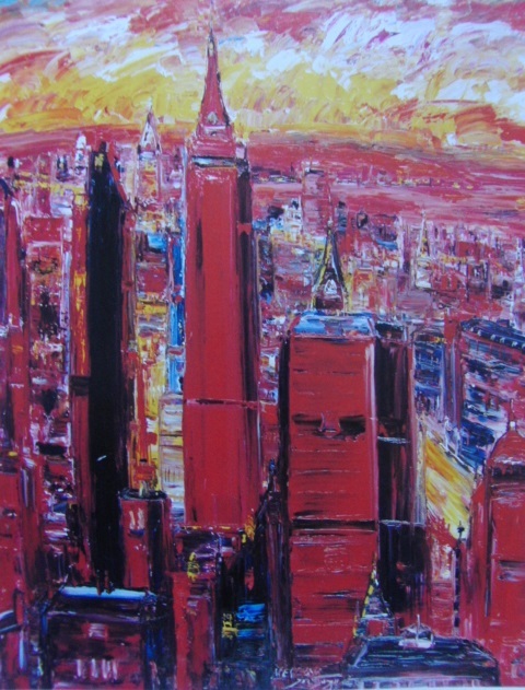 鈴木マサハル、「93’ニューヨーク」、希少画集・額装画、日本製・新品額縁にて額装致します、状態良好、日本人画家拍卖