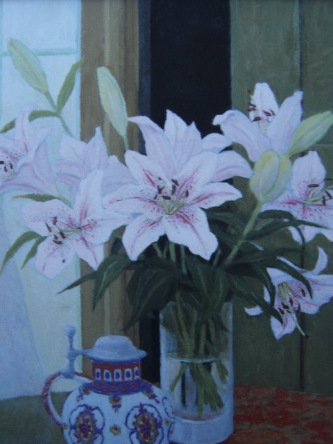 奥西賀男、「ユリ」、希少画集・額装画、日本製・新品額縁にて額装致します、状態良好、日本人画家拍卖