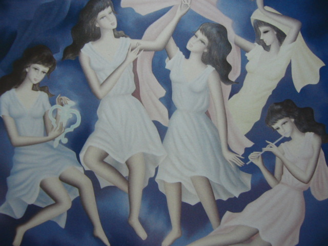 安食一雄、「憩い」、希少画集・額装画、日本製・新品額縁にて額装致します、状態良好、日本人画家拍卖