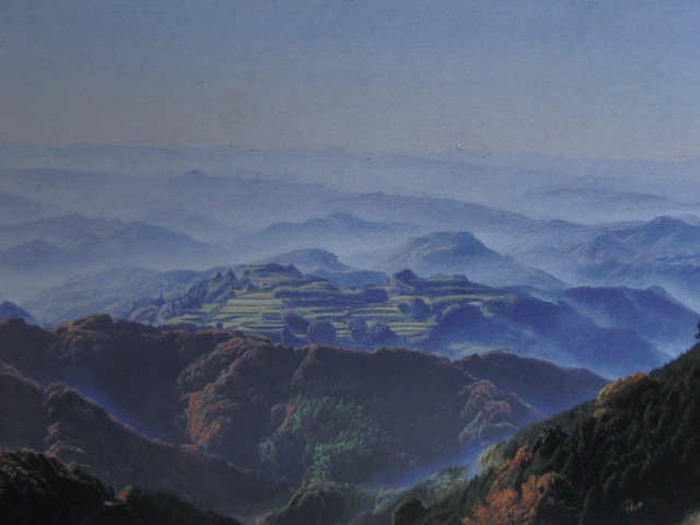 高森登志夫、「風景(集落)」、希少画集・額装画、日本製・新品額縁にて額装致します、状態良好、日本人画家拍卖
