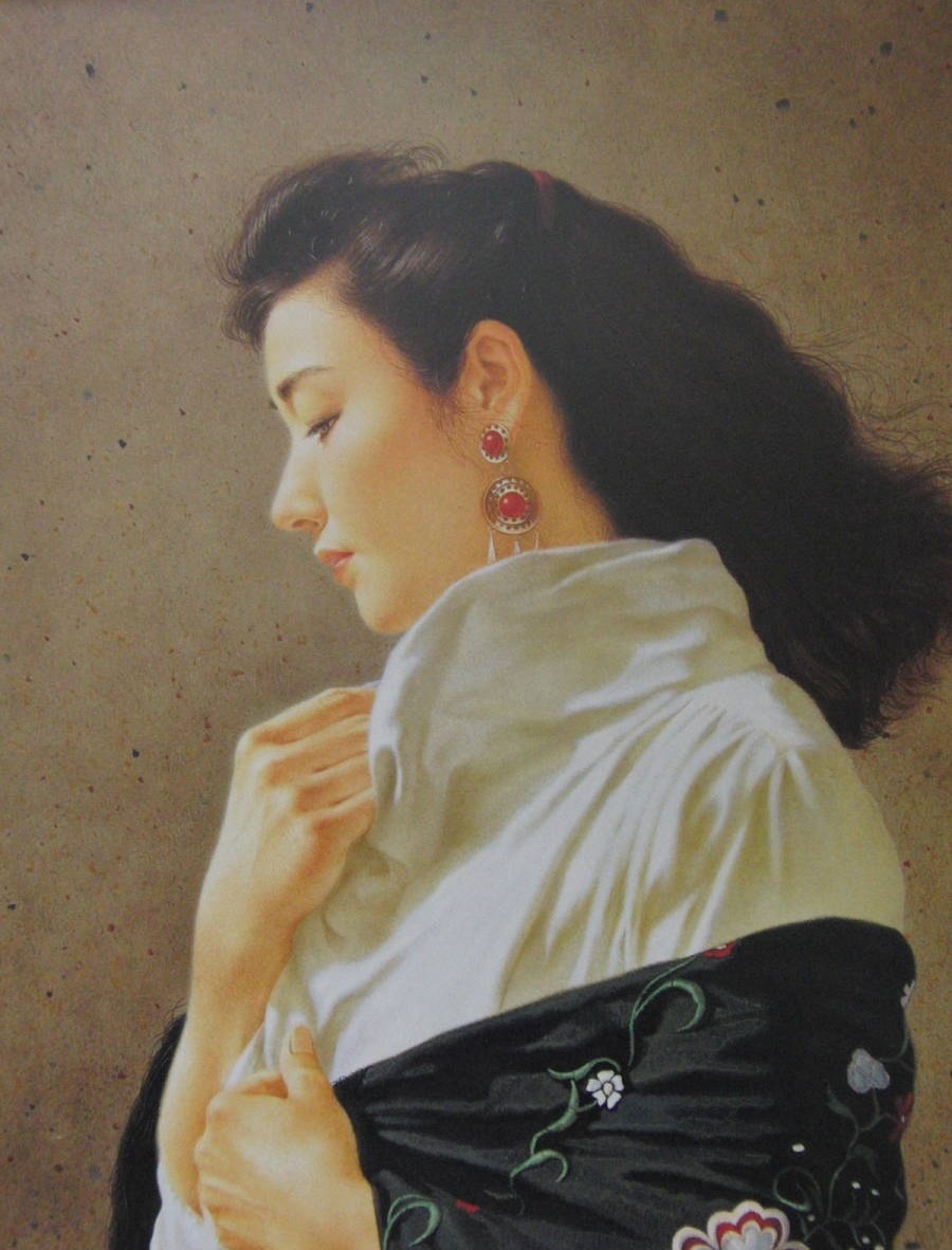 辻真砂、「風」、希少画集・額装画、日本製・新品額縁にて額装致します、状態良好、日本人画家拍卖