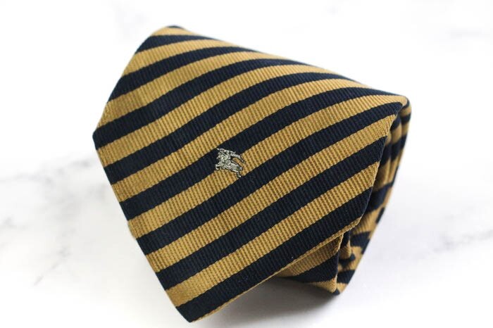 バーバリーズ シルク ホースマーク ストライプ柄 ブロックストライプ ブランド ネクタイ メンズ ブラウン Burberrys拍卖