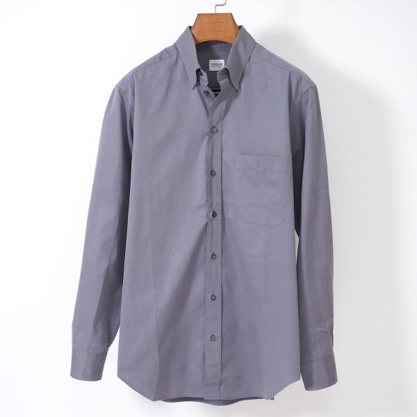 アルマーニコレツォーニ ARMANI COLLEZIONI イタリア製 高級ライン ドレスシャツ グレー 39 15 1/2 メンズ 4-ZC103拍卖