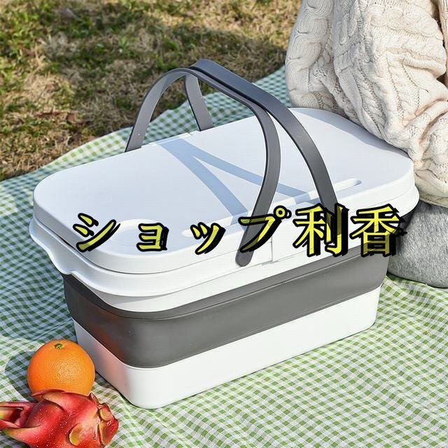 16L折りたたみ式 バケツ 釣り用バケツ 水汲み 掃除 洗濯 ハンドル付き ポータブル アウトドア バスケット ショッピングバッグ ホワイト拍卖