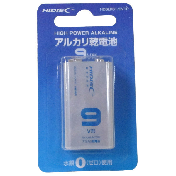 送料無料メール便 9V形 角電池 アルカリ乾電池 006P HIDISCx1個拍卖