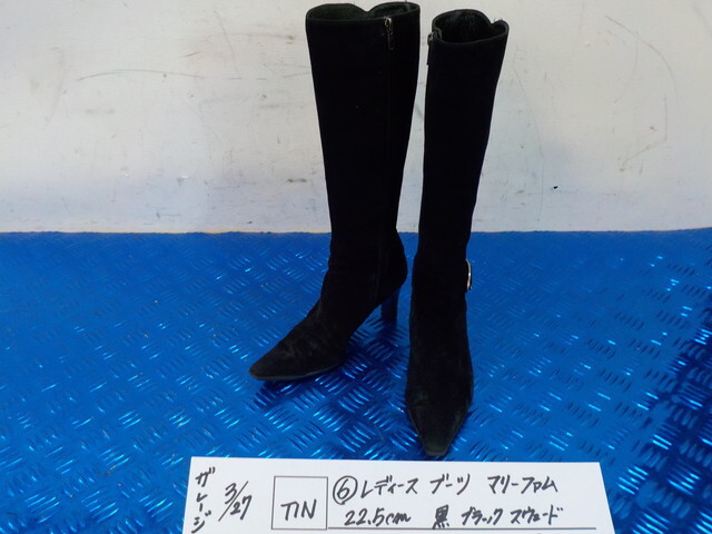 TIN●〇(6)レディース ブーツ マリーファム 22.5cm 黒 ブラック スウェード Marie femme 6-3/26(あ)拍卖
