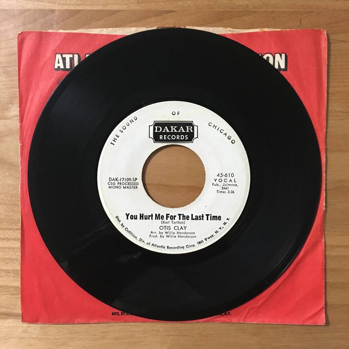 【7inch MONO: XOVER SOUL】OTIS CLAY / BABY JANE / You Hurt Me For The Last Time (45-610 : Dakar Records) 検 1969 US GREAT BALLAD拍卖