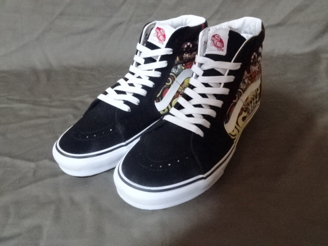 USA購入 アメカジ定番【VANS】バンズ 激レア USA限定 スウェード&キャンバス素材【Sk8 Hi】Santa flame black 26.5センチ拍卖