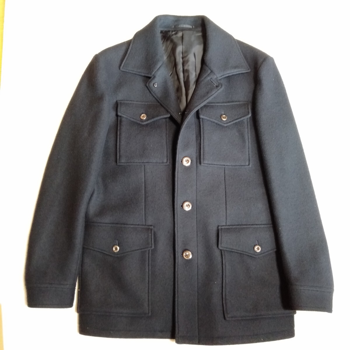 か112 TRAVELIST Sサイズ ウール ナイロン混 ジャケット コート 黒 ブラック 洋服 拍卖