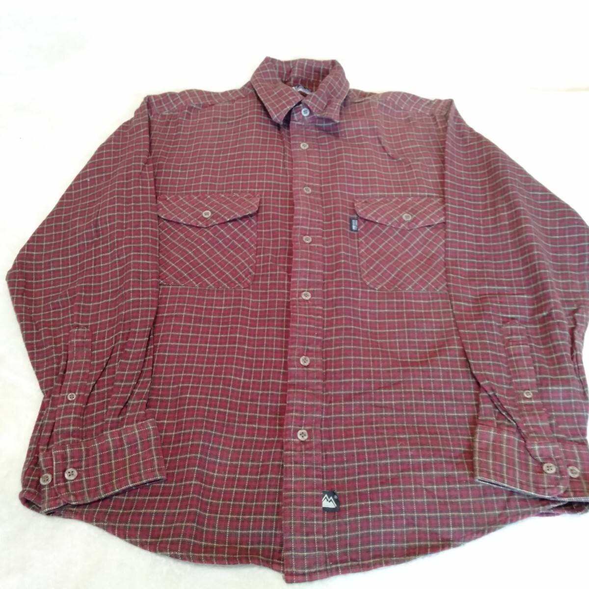 む288 FIRST DOWN サイズM 綿 ネルシャツ 長袖 チェック柄 赤系 洋服拍卖