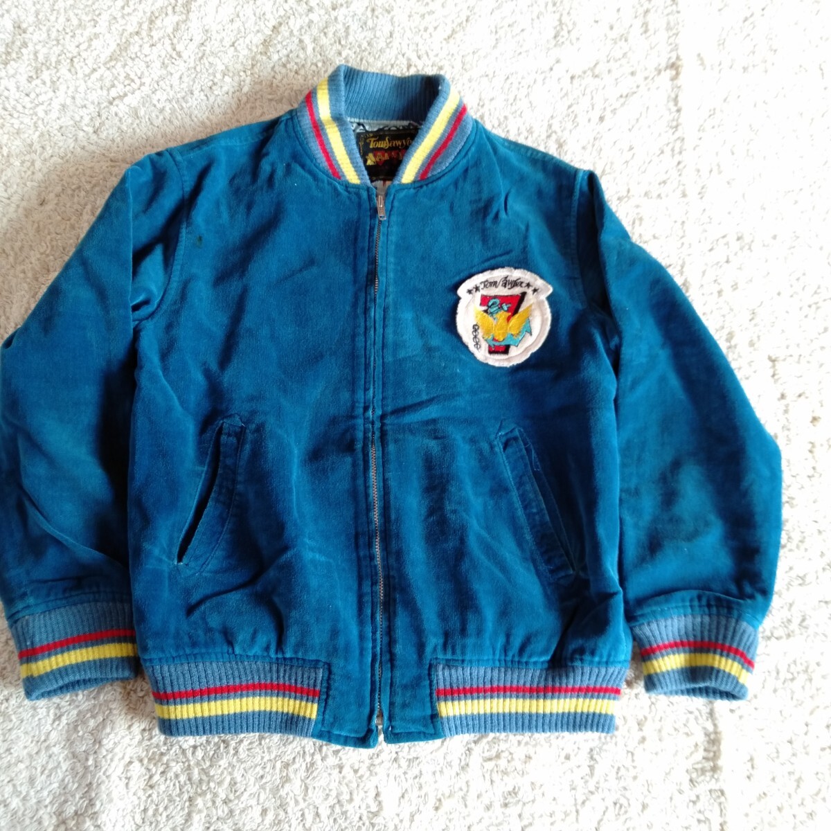 か141 トムソーヤ サイズ11 キッズ 素材不明 ブルー ジャンパー 上着 冬物 ワッペン 洋服拍卖