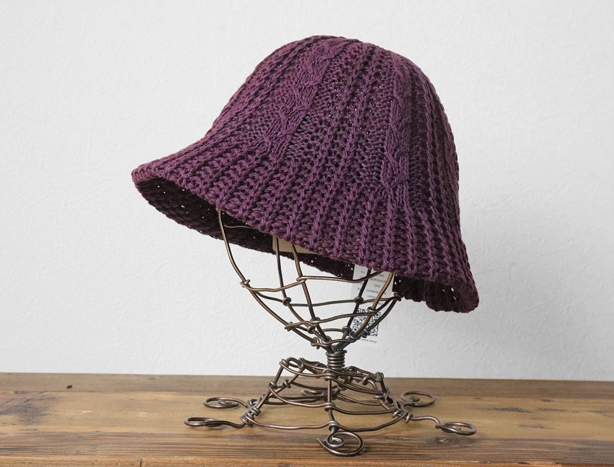 ☆送料無料 50%OFF 新品☆ HICOSAKA 88 ◆ 軽量 コットンポリ ニット バケットハット 帽子 パープル 男女兼用 ヒコサカ ハチハチ ◆88-304拍卖