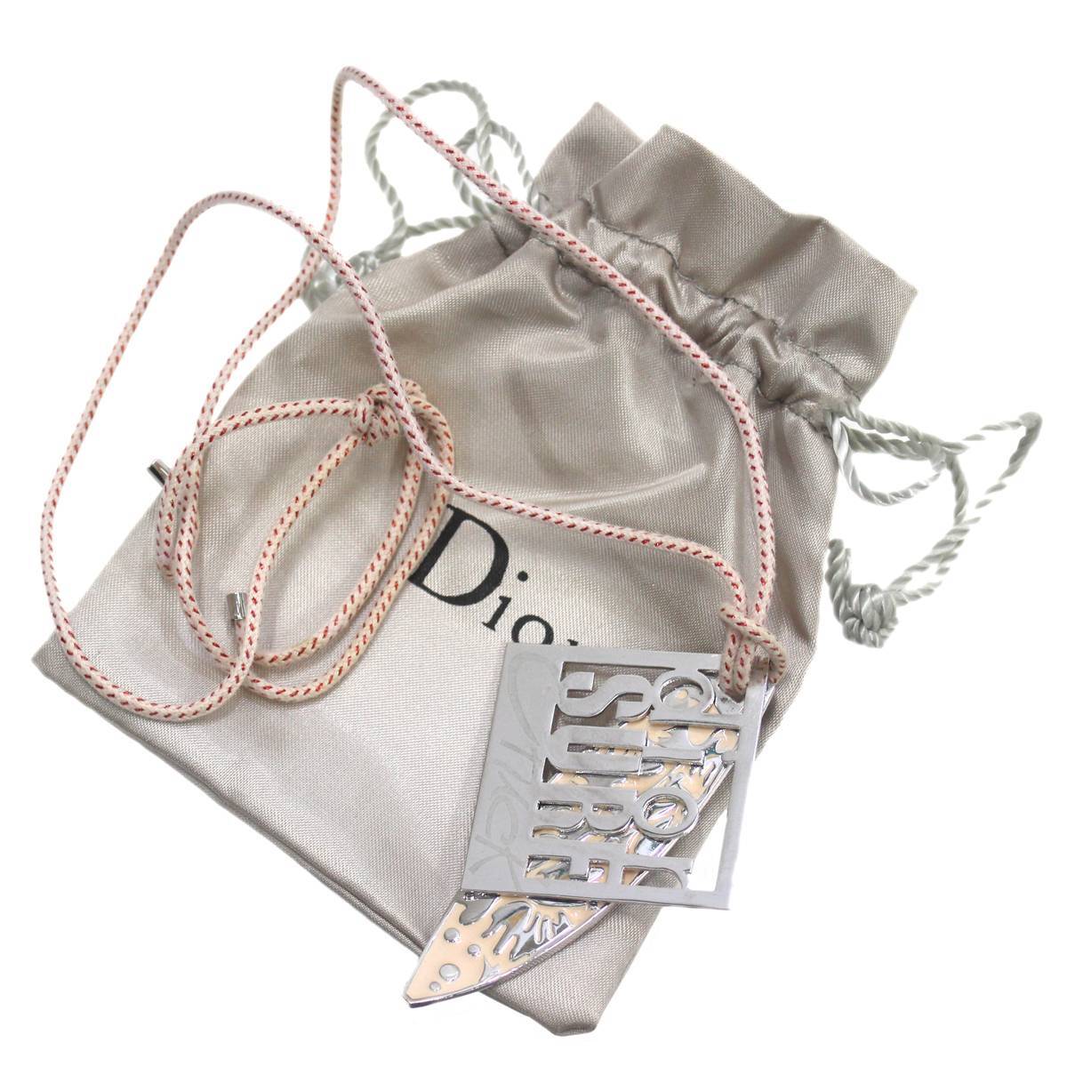 Dior/ディオール ディオール サーフボードロゴ ネックレス シルバー×ピンク 保存袋 ES Bランク拍卖