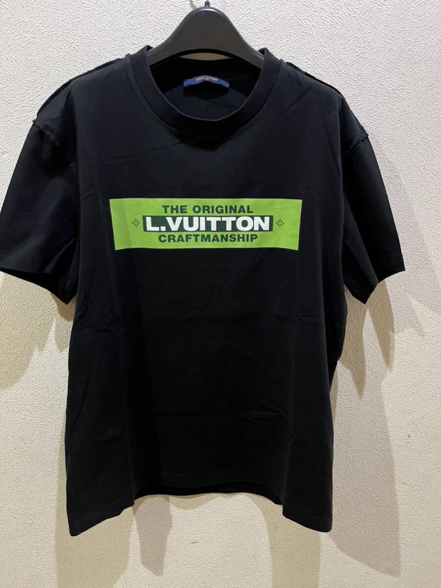 LOUIS VUITTON ルイヴィトン プリーテッド半袖Tシャツ22SS 春夏新作CRAFTMANSHIP クラフトマンシップ インサイドアウト黒緑 ブラック M拍卖