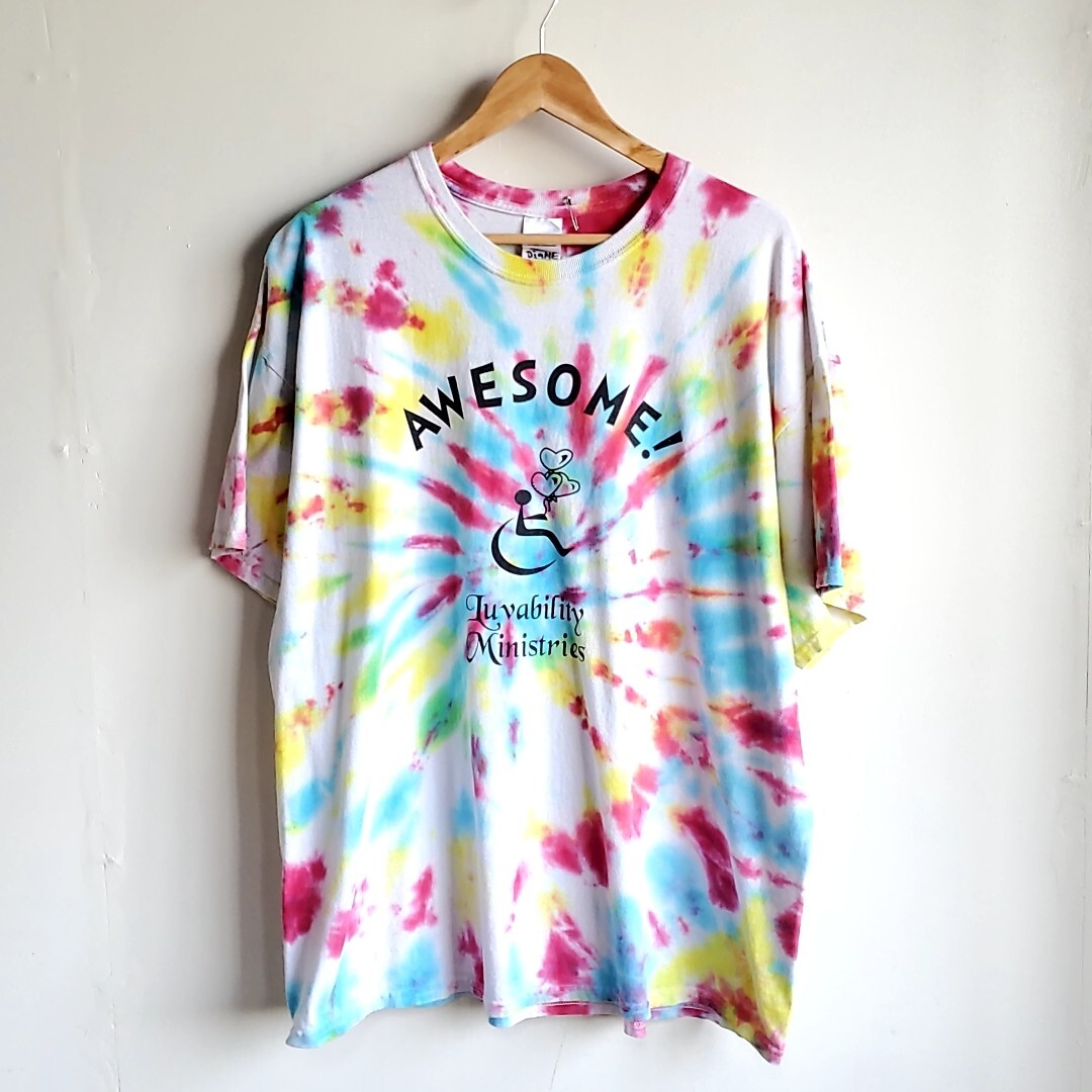 271◆GILDAN タイダイ 半袖Tシャツ size2XL 中古 USED 古着 ビッグサイズ オーバーサイズ AWESOME! INTEGRITY拍卖