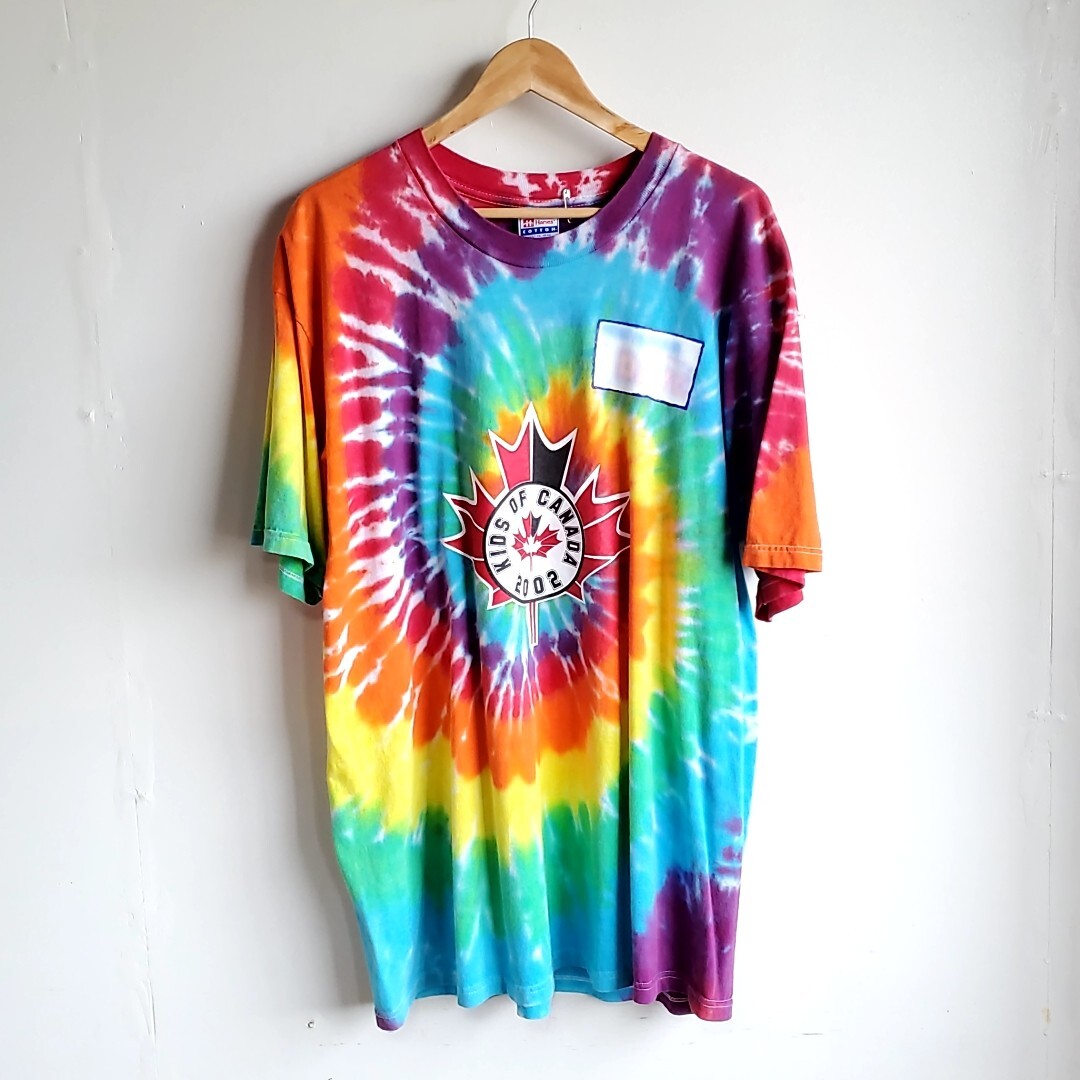 259◆カナダ製 Hanes ULTIMATE COTTON タイダイ 半袖Tシャツ sizeXXL 中古 USED 古着 ビッグサイズ オーバーサイズ KIDS OF CANADA 2002 拍卖