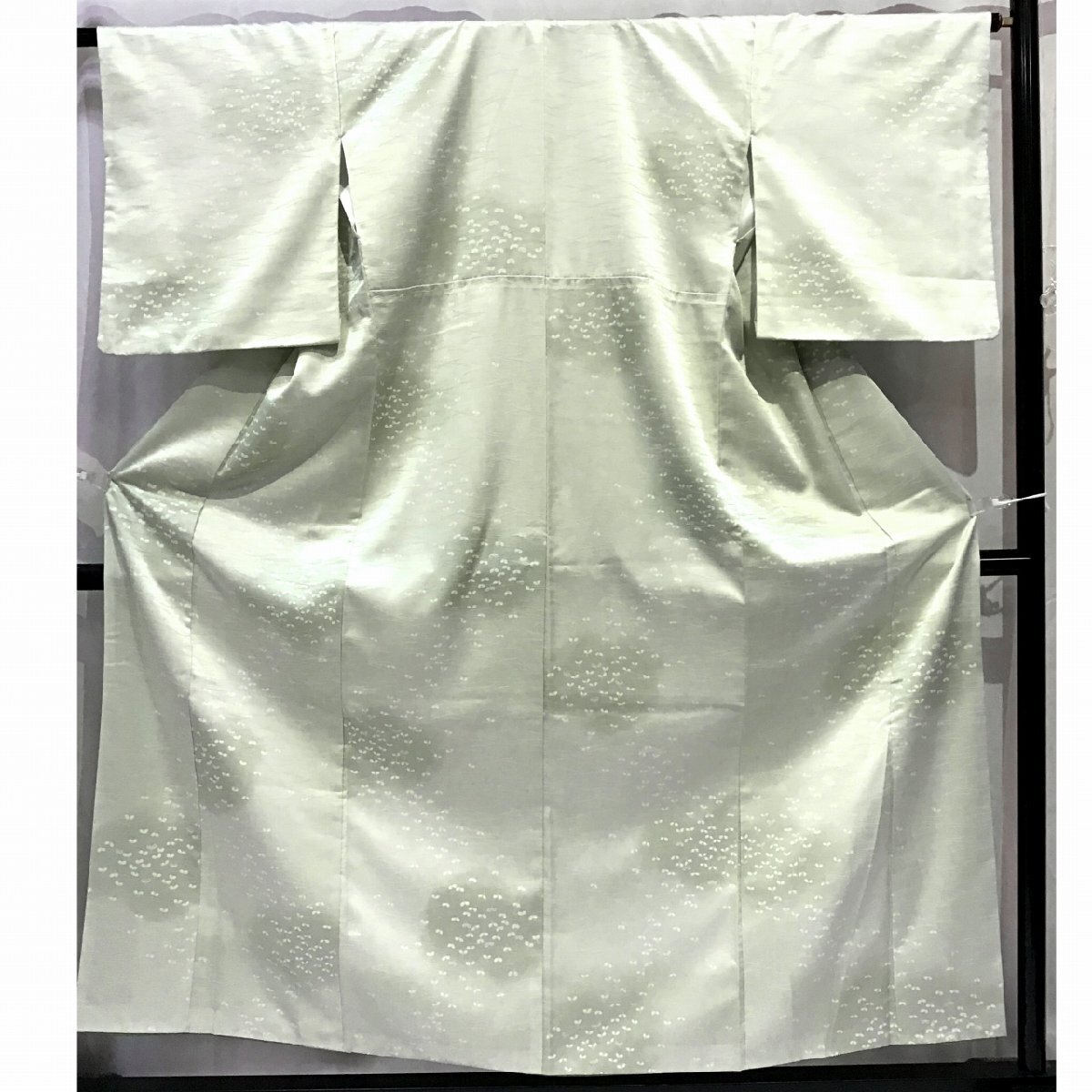 ポリ・小紋・グリーン地・草・着物・No.200701-0700・梱包サイズ60拍卖