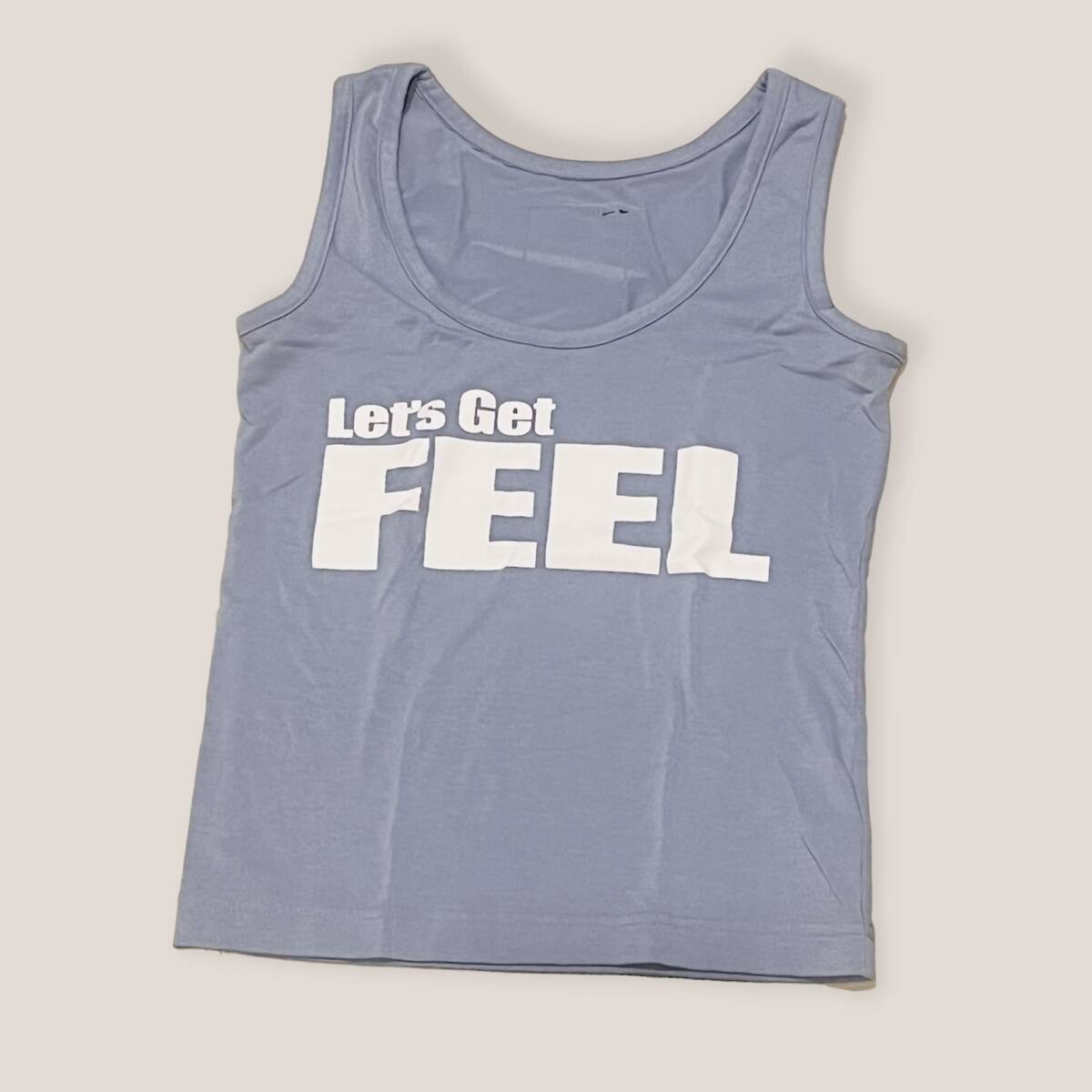 【FEELCYCLE】ノースリーブ トップス Let's Get FEEL Size/S 水色系 ペイルブルー タンク フィールサイクル フィットネス ジム拍卖