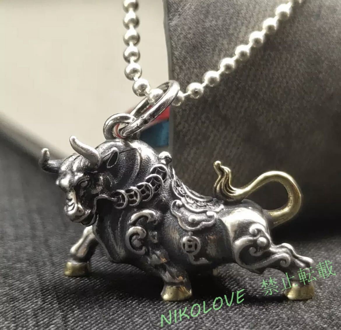 新品 雄牛ネックレス アクセサリー ネックレス チェーン 雄牛 動物 バイソン クール 亜鉛合金 猛牛 牛 LA361拍卖