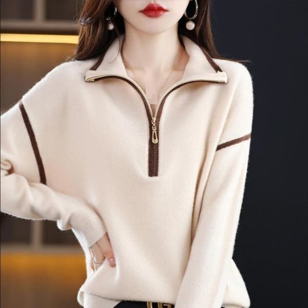 LB532 秋冬 203040代 ニットセーター オシャレ ミンクカシミヤ混 厚地 暖かい 長袖 レディース ニットトップス ベージュ拍卖